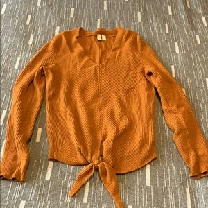 Anthropologie burnt orange tie sweater